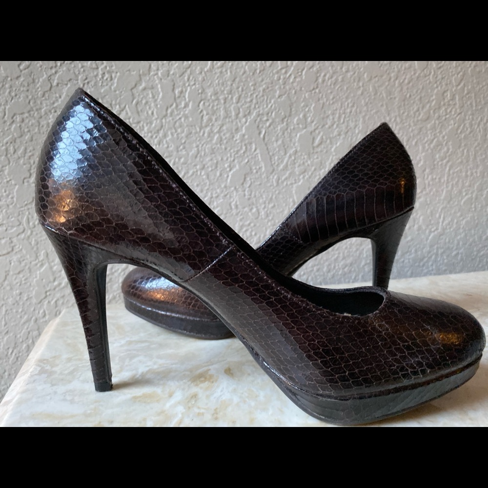 Christian Siriano snakeskin platform stilettos
